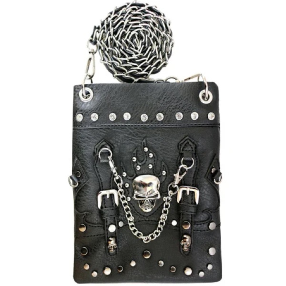 NWT Black Skull Chain Women Bag